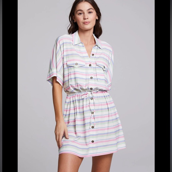 Chaser Dresses & Skirts - Chaser Carmela Positano Stripe Mini Dress